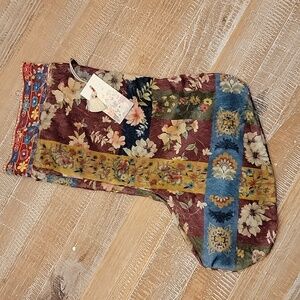 Johnny Was fleece/silk reversible Christmas stocking